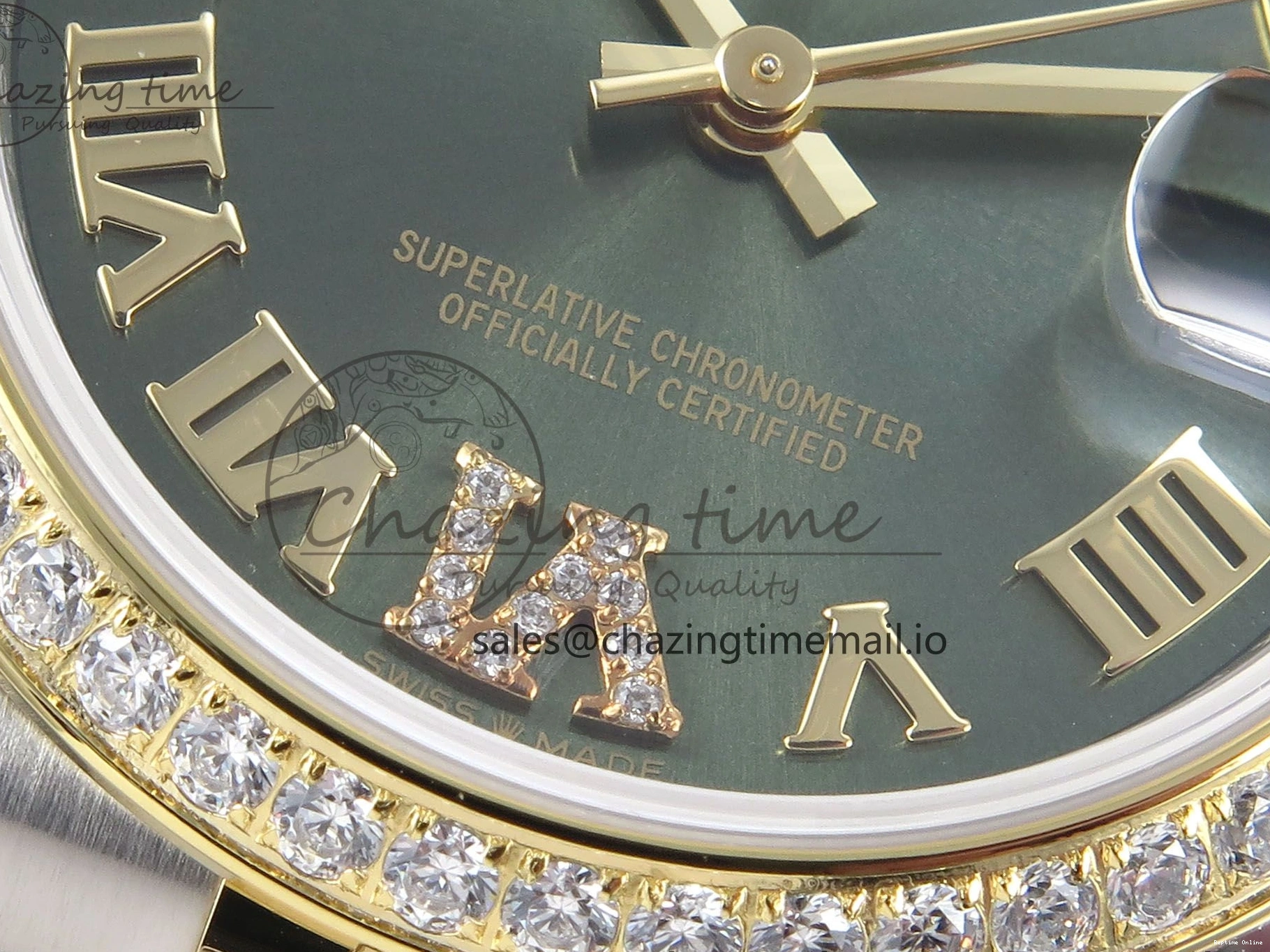 0403 StreetReady DateJust 31 278383RBR ARF 1:1 Best Edition 904L Steel Green Roman Diamonds Dial Diamonds Bezel on SS YG Jubilee Bracelet ETA 418